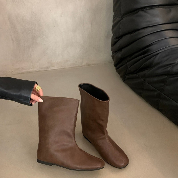 Damen Modische Stiefel ohne Schnürung Drune