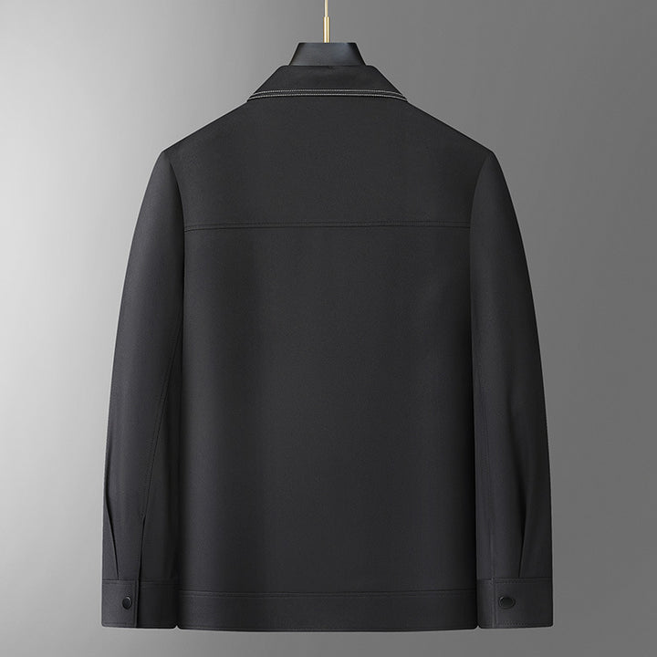 Herren Hemdjacke aus Lederoptik mit aufgesetzten Brusttaschen und Druckknopfleiste Drune