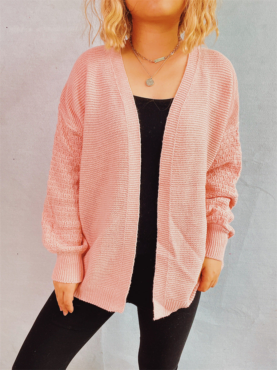Damen Strickjacke mit strukturiertem Häkelmuster und offenen Vorderteilen Drune