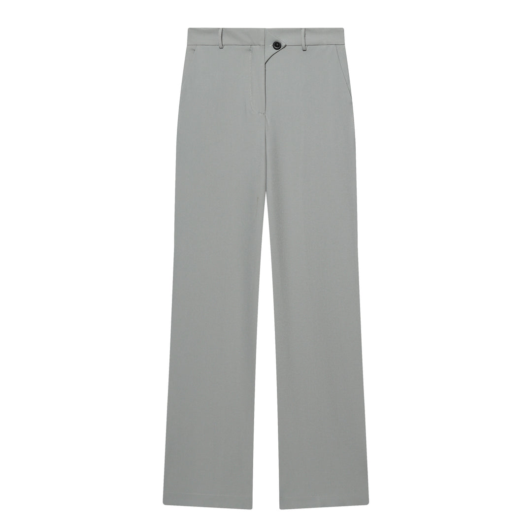 Damen Hochtaillierte weite Stoffhose mit geradem Bein und Seitentaschen Drune