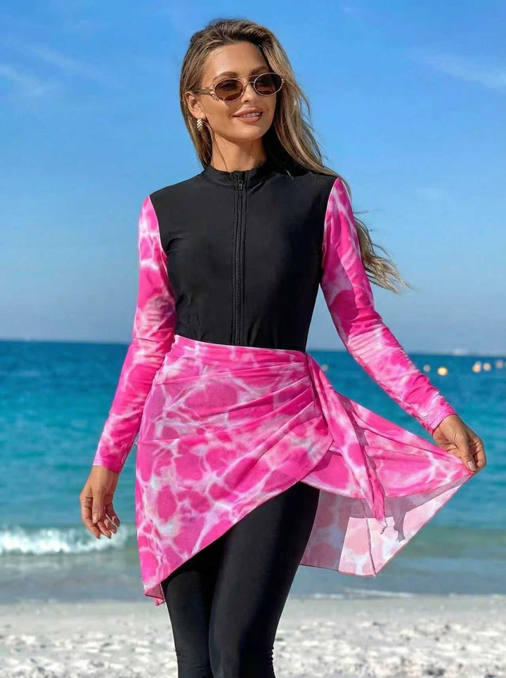 Damen modischer Rashguard mit Wickelrock Drune
