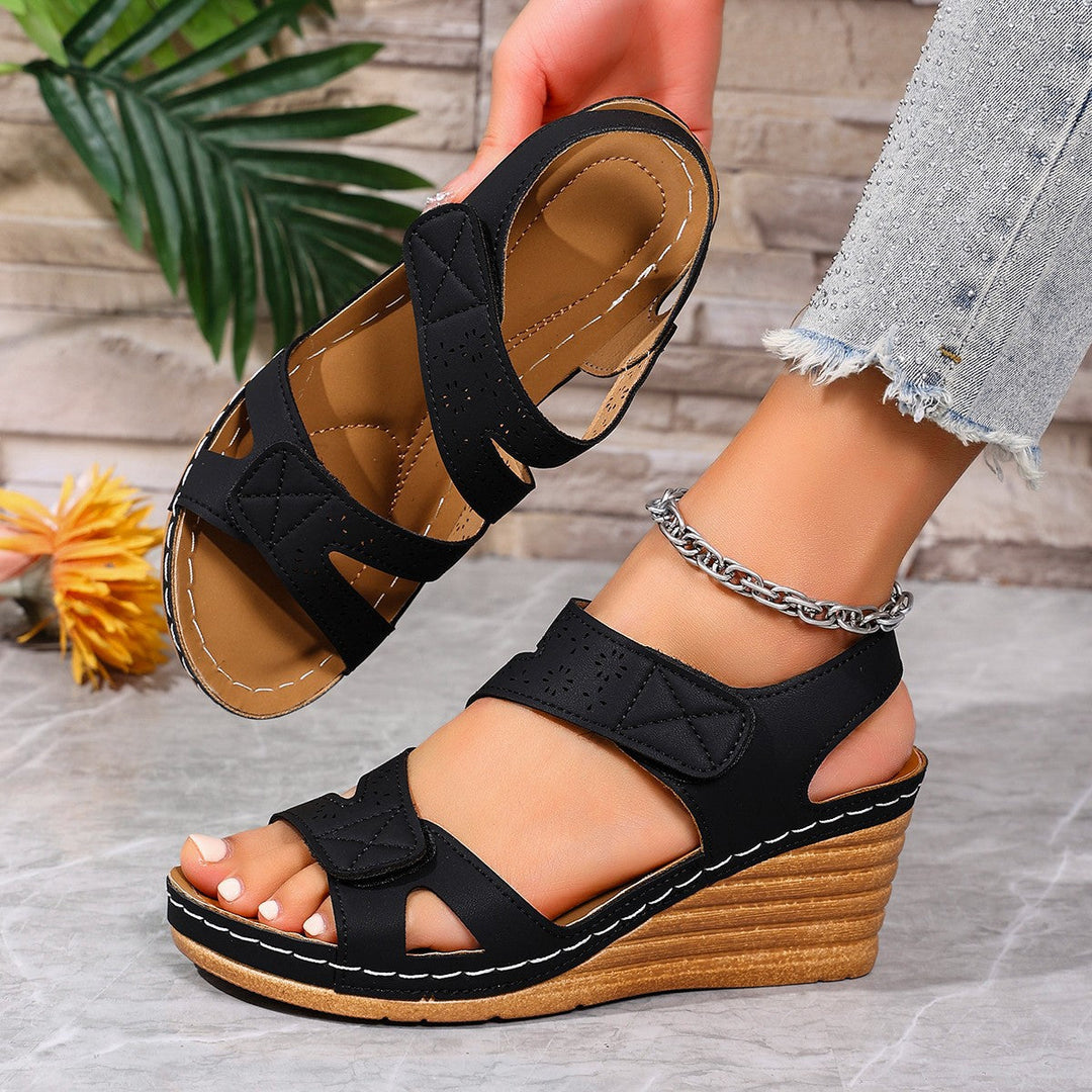 Damen Komfortable und elegante Keil-Sandalen mit verstellbaren Riemen Drune