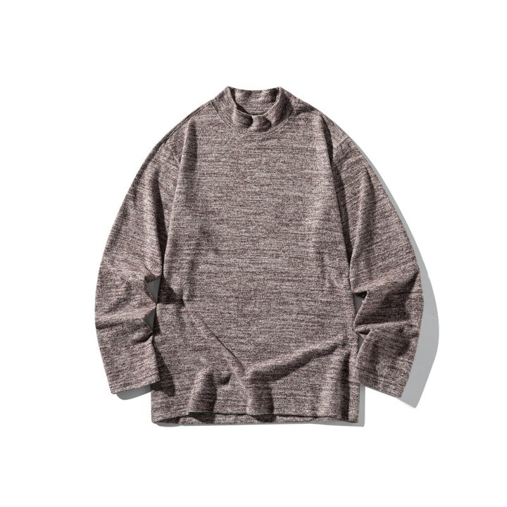 Unisex Feinstrick-Mockneck-Pullover mit melierter Struktur und relaxed Fit Drune