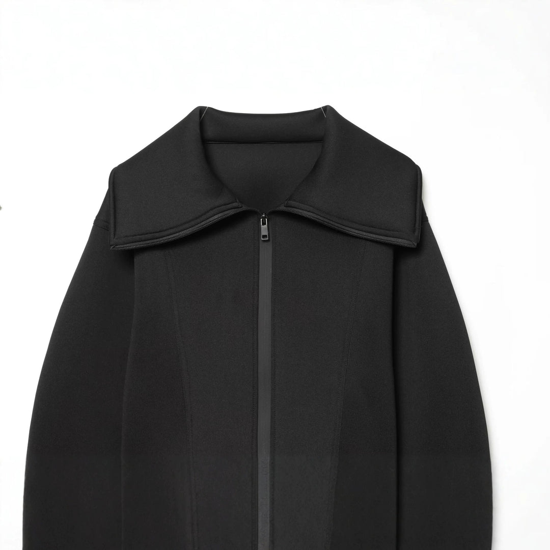 Damen Kurz geschnittene Boxy-Jacke mit überlappendem Stehkragen und wasserdichtem Reißverschluss Drune