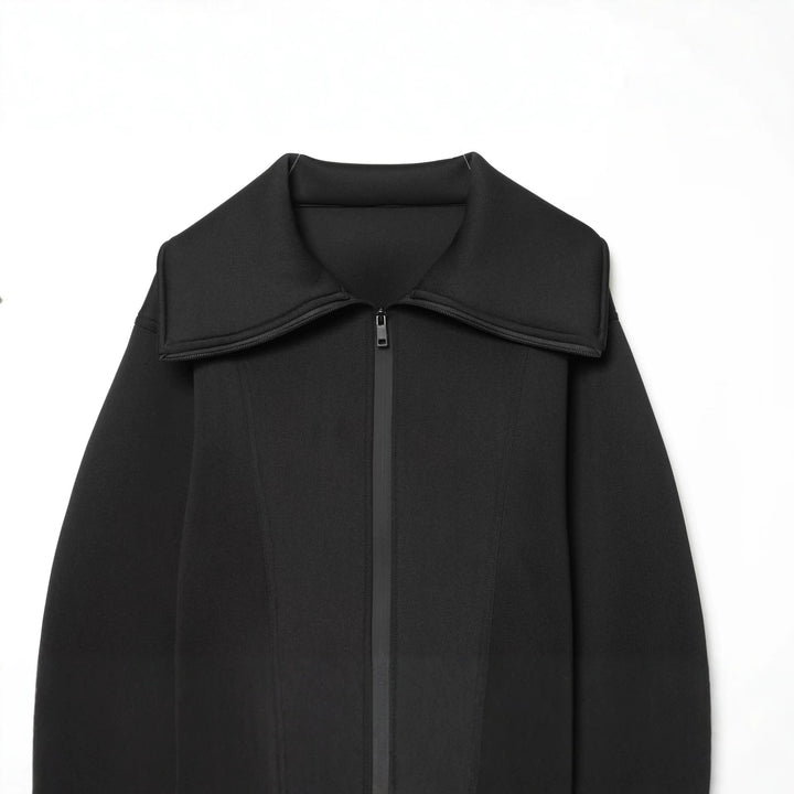 Damen Kurz geschnittene Boxy-Jacke mit überlappendem Stehkragen und wasserdichtem Reißverschluss Drune