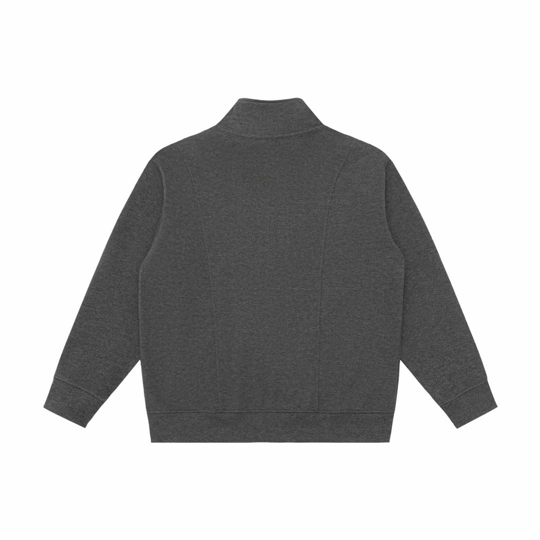 Unisex Leichte Stehkragen‑Jacke aus Fischgrät‑Struktur mit durchgehendem Reißverschluss Drune