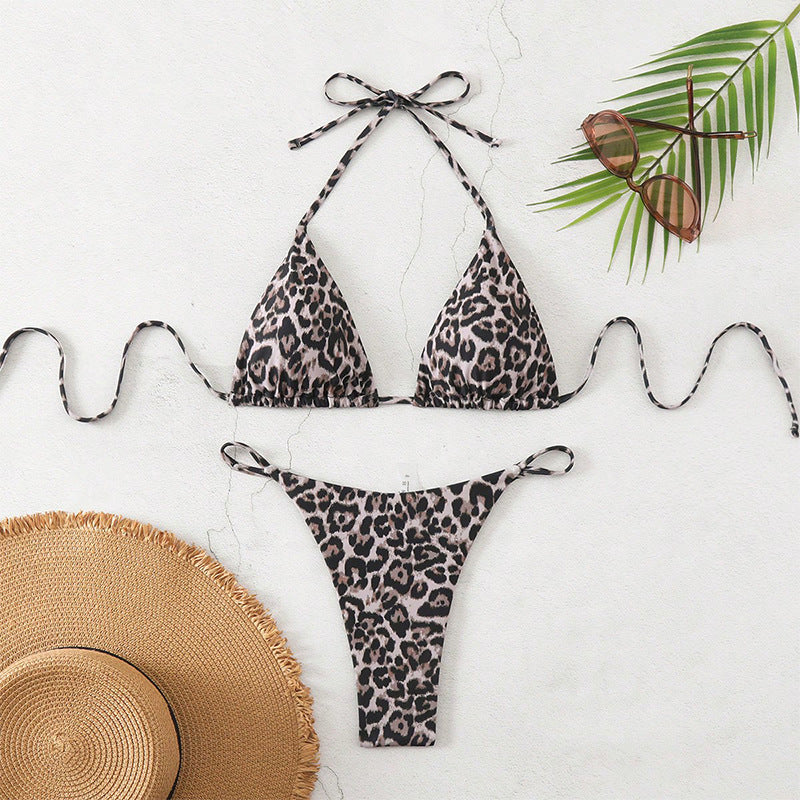 Damen Triangel-Bikini mit modischem Leopardenmuster Drune