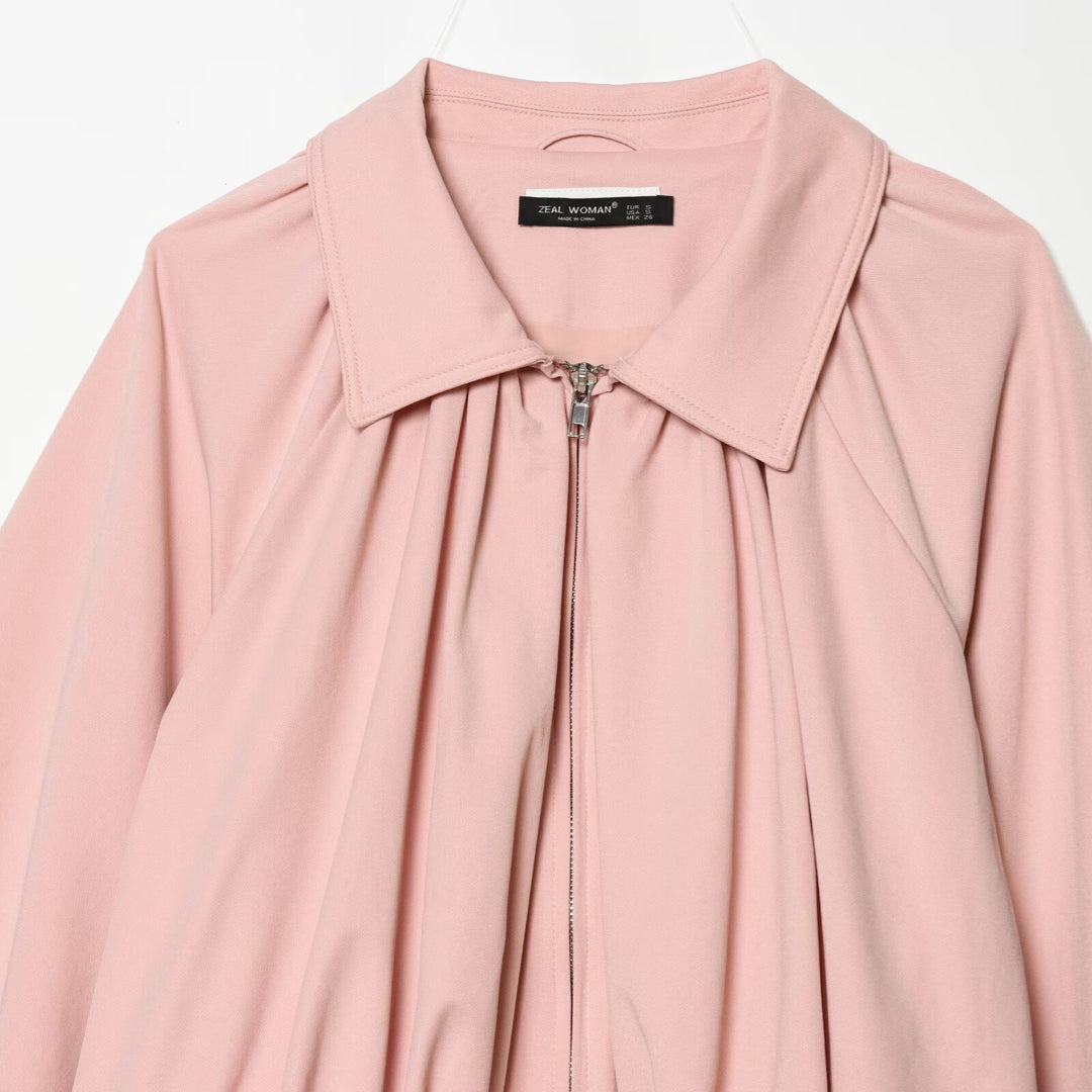 Damen modische Blousonjacke mit voluminösen Ärmeln und Reißverschluss Drune