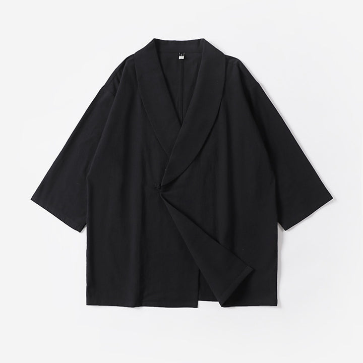Unisex Oversize-Kimono-Jacke mit Schalkragen und Wickelverschluss Drune