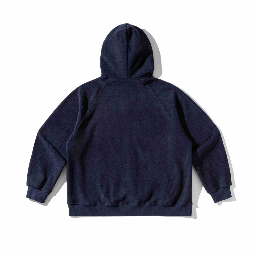 Unisex Weit geschnittener Fleece-Kapuzenpullover mit Statement-Stickerei Drune