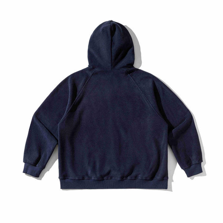 Unisex Weit geschnittener Fleece-Kapuzenpullover mit Statement-Stickerei Drune