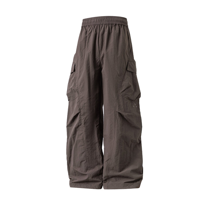 Unisex Weite Cargo‑Palazzo‑Hose aus technischer Crinkle‑Nylon mit elastischem Bund Drune