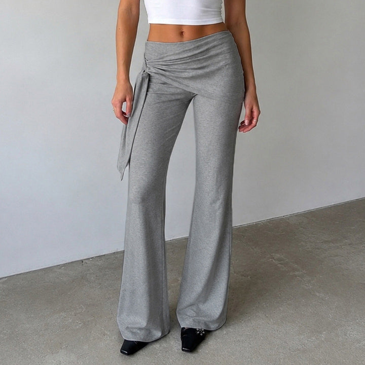 Damen Flair-Loungehose mit Wickelbund, Bindeschal und weitem Schlag Drune