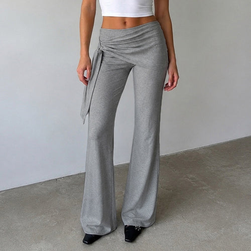 Damen Flair-Loungehose mit Wickelbund, Bindeschal und weitem Schlag Drune