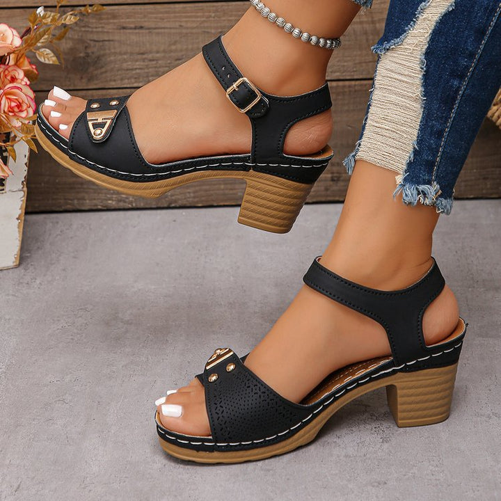Damen Elegante Sandalen mit Blockabsatz Drune