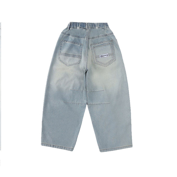 Damen Locker geschnittene Jeanshose mit elastischem Bund Drune