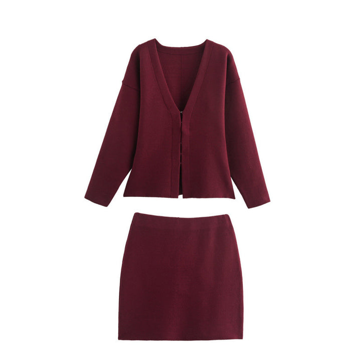 Damen Locker geschnittener Feinstrick-Cardigan mit tiefem V‑Ausschnitt und verdeckter Knopfleiste Drune