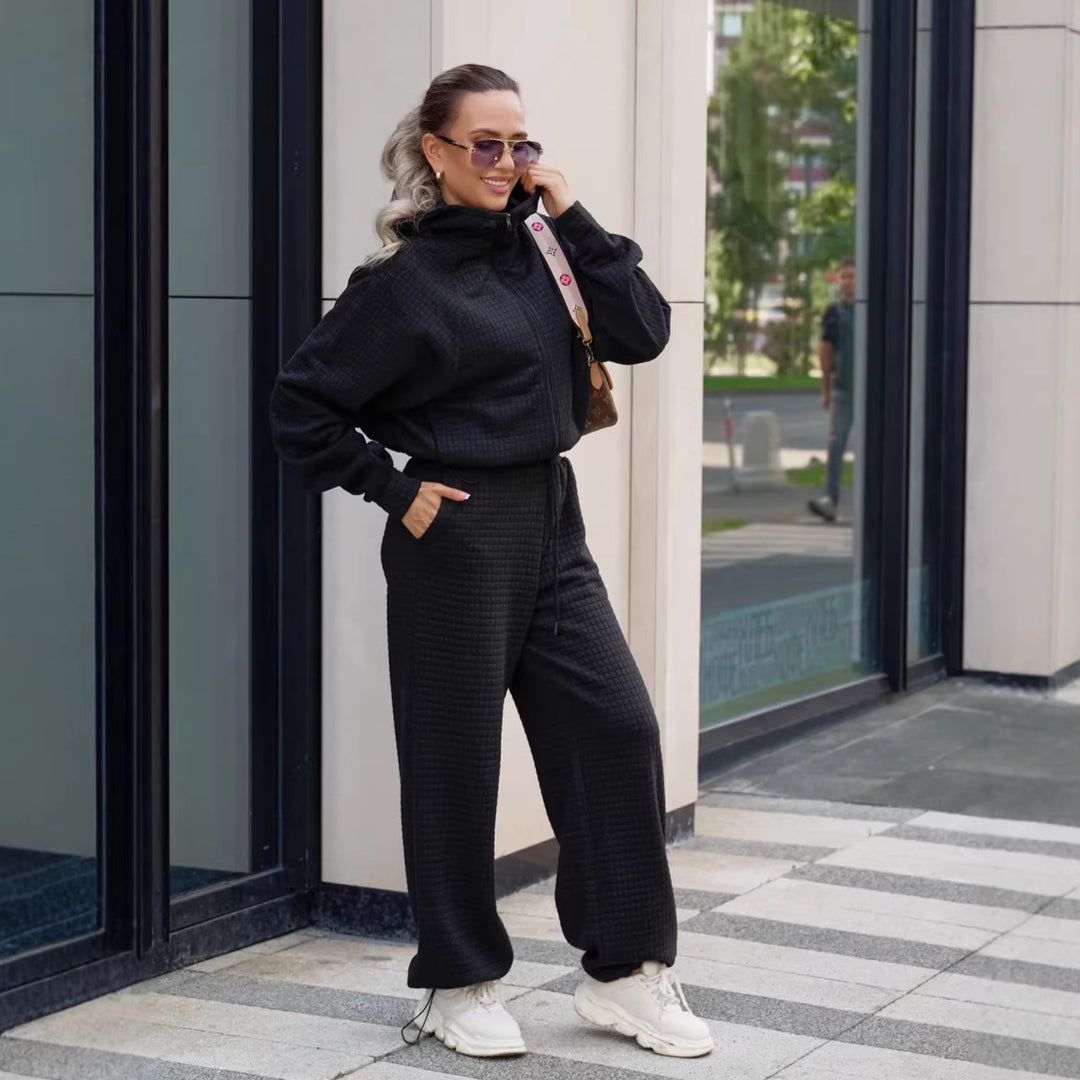 Damen bequemer Kapuzenpullover mit weitem Hosenanzug Drune