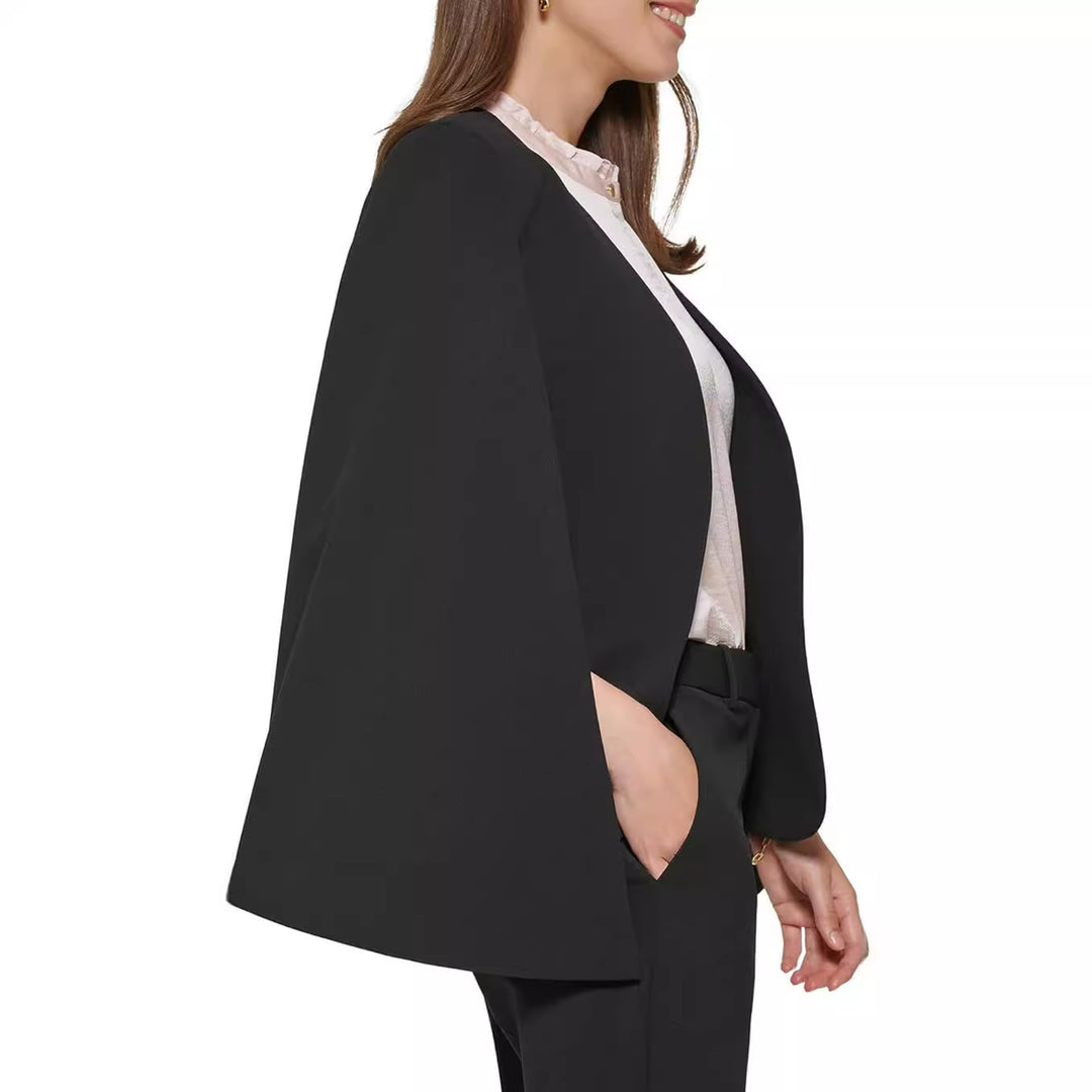 Damen Cape-Blazer-Set im Tailoring mit Cape-Ärmeln und schmaler Anzughose Drune
