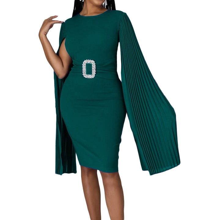 Damen figurbetontes Abendkleid mit dramatischen Rüschendetails und glitzerndem Gürtel Drune