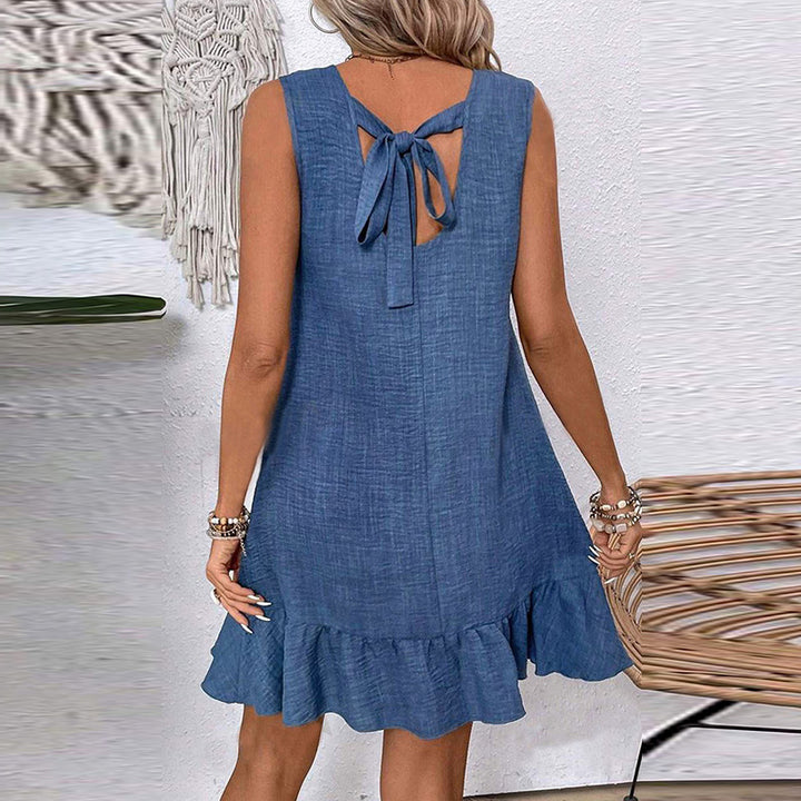 Damen ärmelloses Kleid mit Rüschensaum und lässigem Schnitt Drune