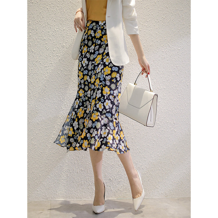 Damen Floraler, schwingender Midirock Drune