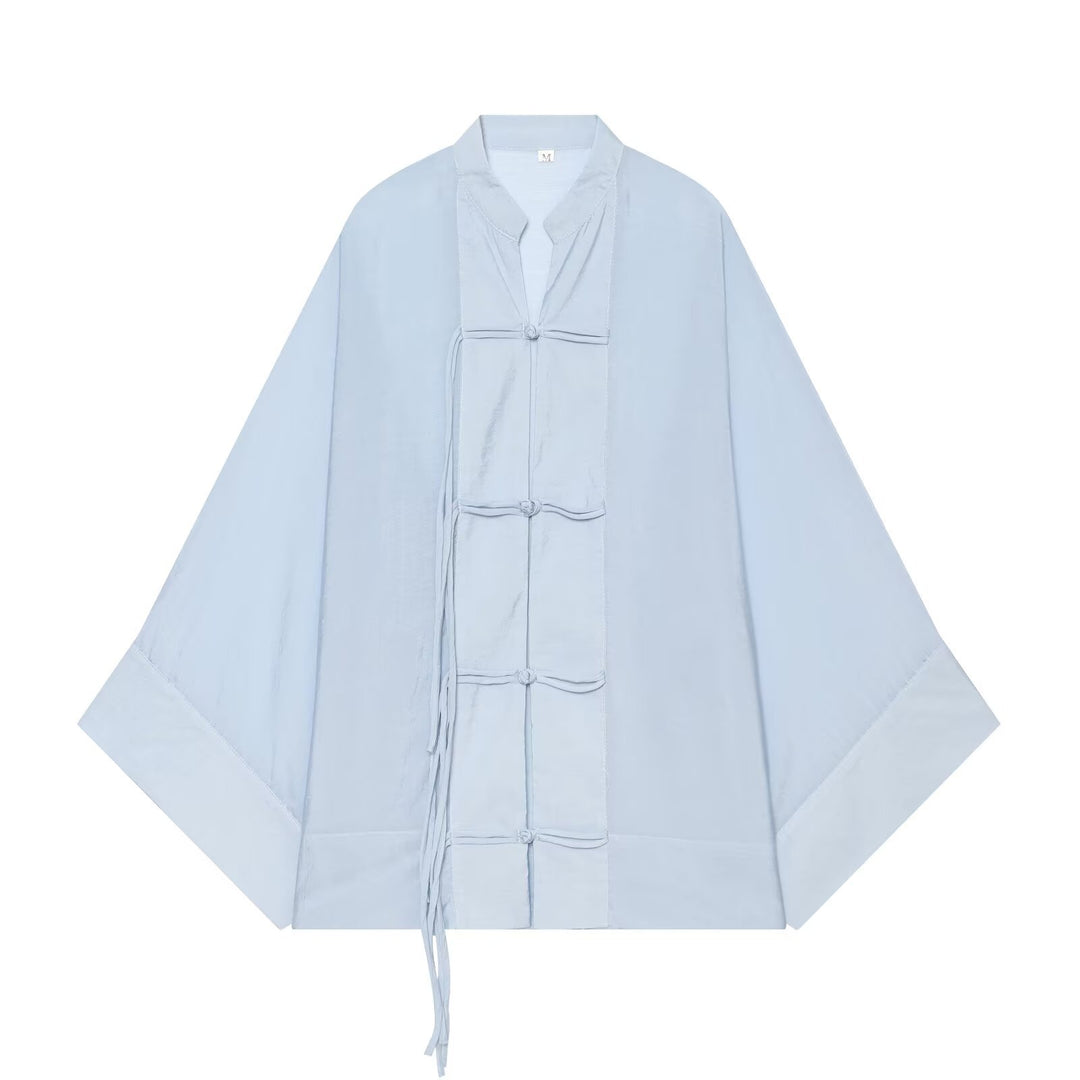 Damen Kimono-Jacke mit traditionellen Knotenverschlüssen und weitem Oversize-Schnitt Drune