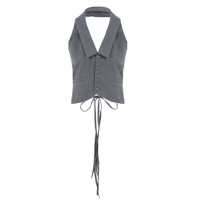 Damen elegantes Wickeloberteil mit stylischem Kragen und verspielten Details Drune