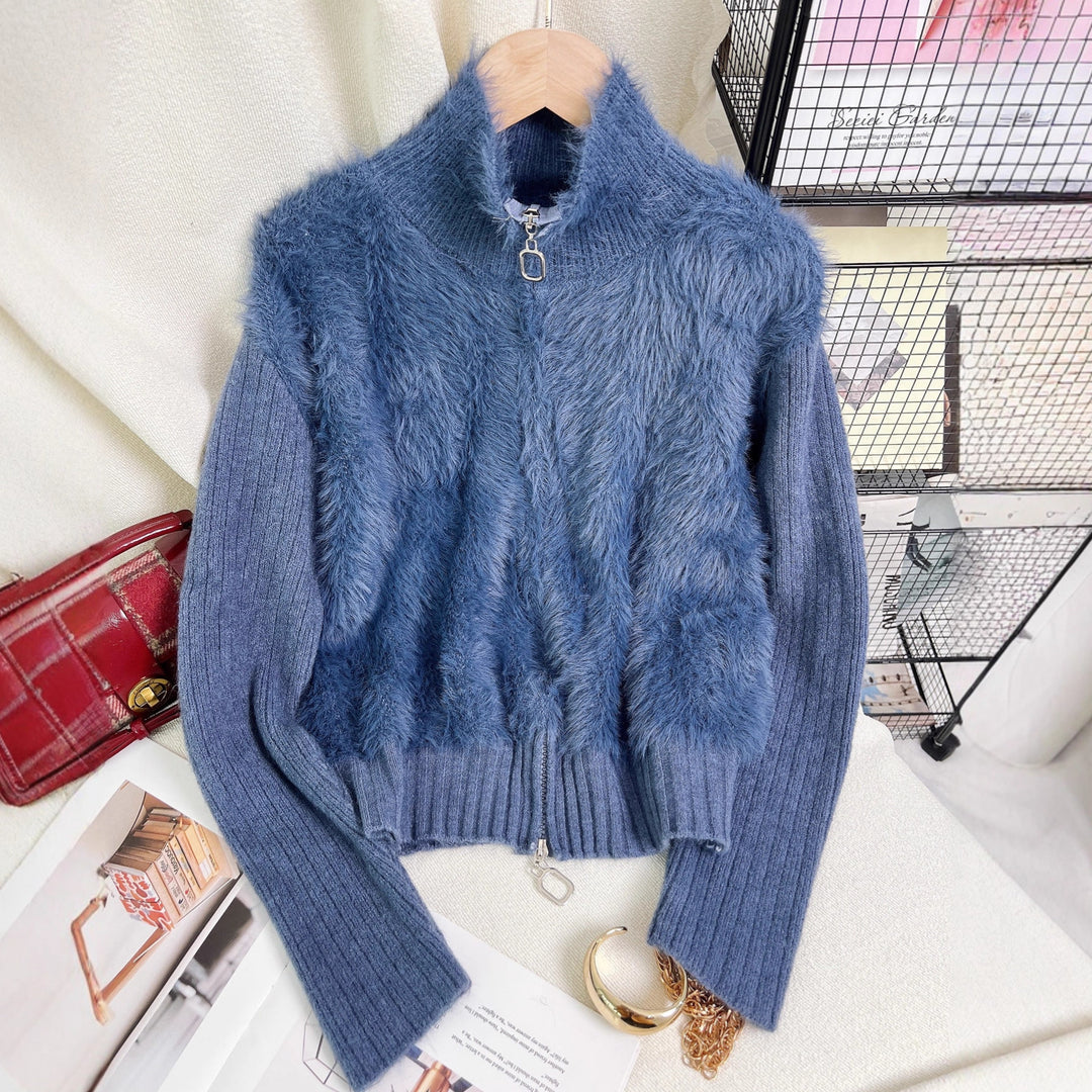 Damen Wärmeisolierende Strickpullover mit hohem Kragen und luxuriösem Fleeceeinsatz Drune