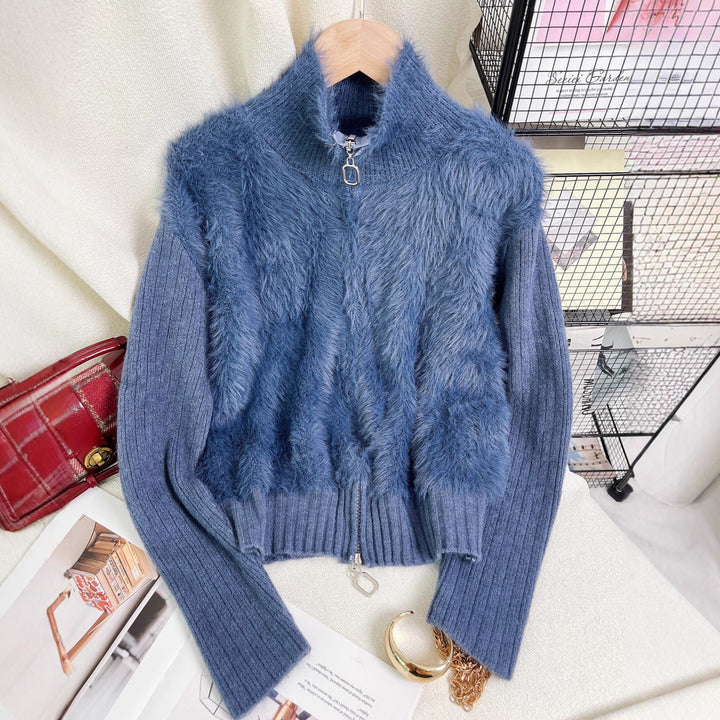 Damen Wärmeisolierende Strickpullover mit hohem Kragen und luxuriösem Fleeceeinsatz Drune