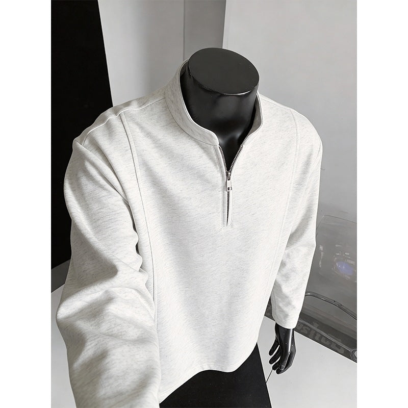 Herren Modernes Halbzip-Sweatshirt mit kurzem Reißverschluss und cleanem Minimaldesign Drune