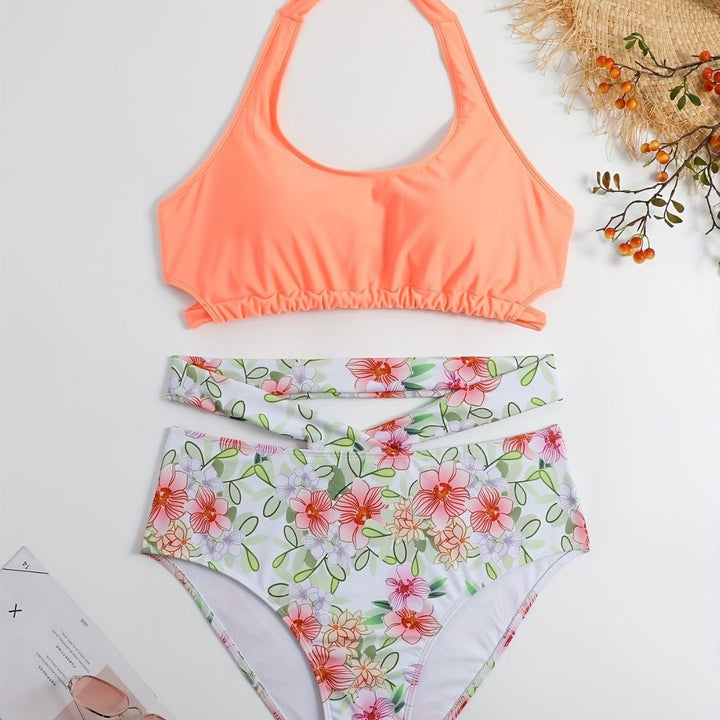 Damen Sportlich elegantes Bikini-Set mit floralem Design Drune