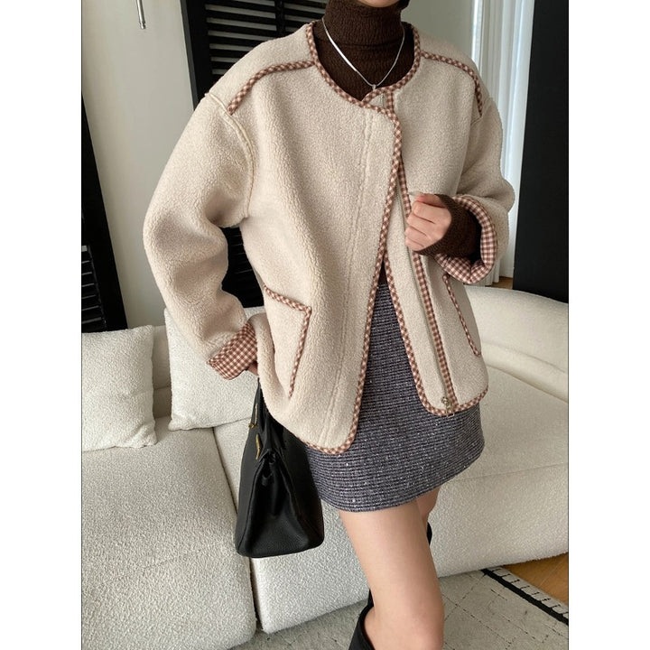 Damen Lässige Teddyjacke mit einzigartigen Details und praktischen Taschen Drune