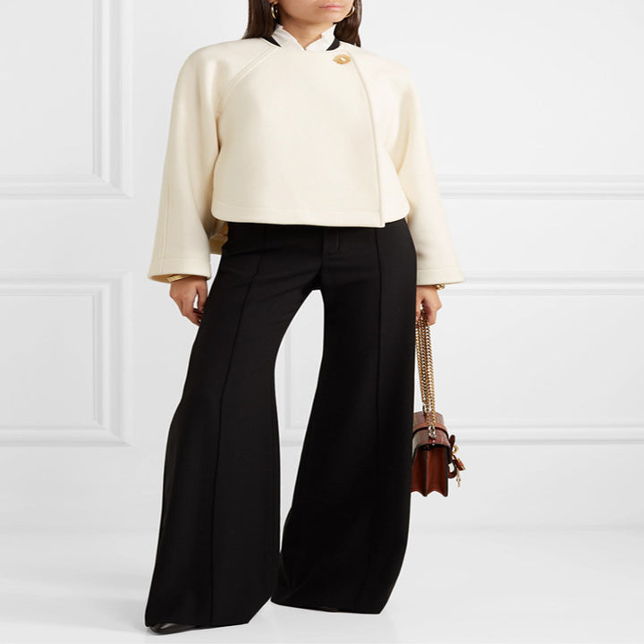 Damen Weitgeschnittene High‑Waist Palazzohose mit Bügelfalte Drune