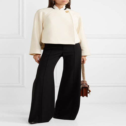 Damen Weitgeschnittene High‑Waist Palazzohose mit Bügelfalte Drune