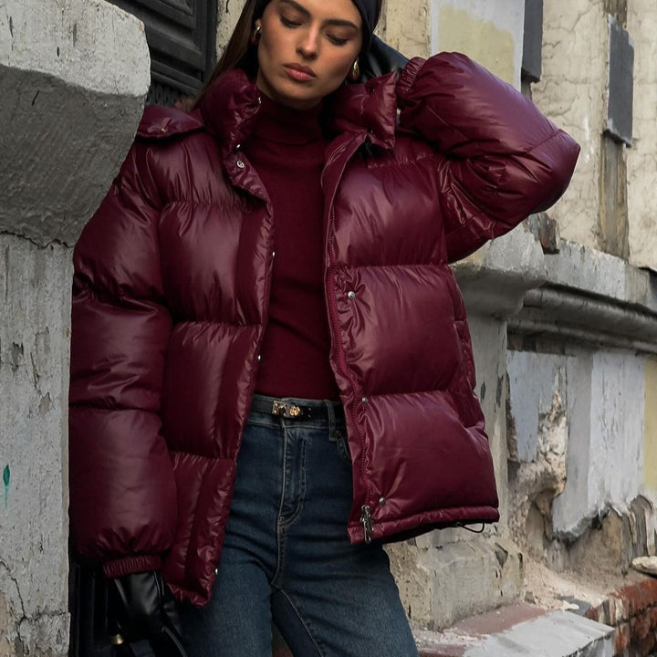 Damen Steppjacke mit voluminösem Schnitt und hohem Kragen Drune