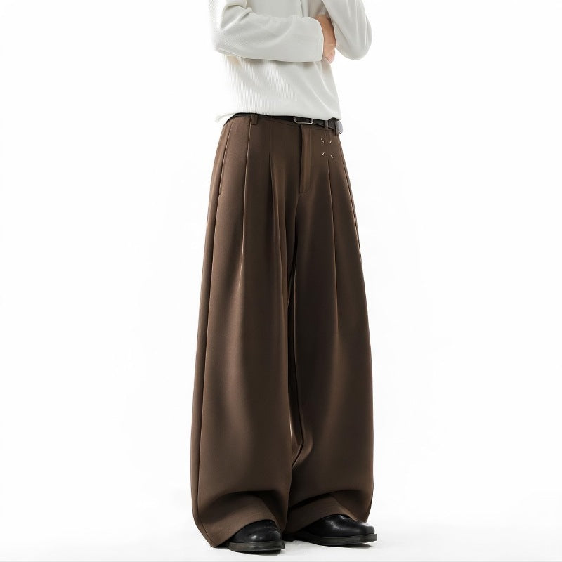Herren Extrawide Palazzo-Hose mit hoher Taille, Bundfalten und weitem Bein Drune