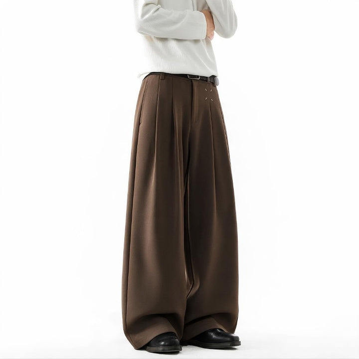 Herren Extrawide Palazzo-Hose mit hoher Taille, Bundfalten und weitem Bein Drune