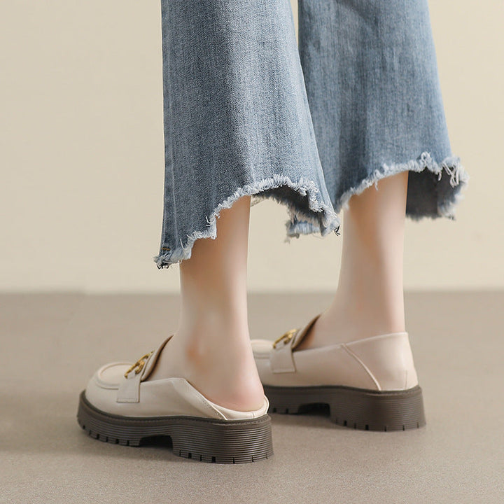 Damen Mokassin-Schuhe mit modischer Schnallenverzierung und robuster Sohle Drune
