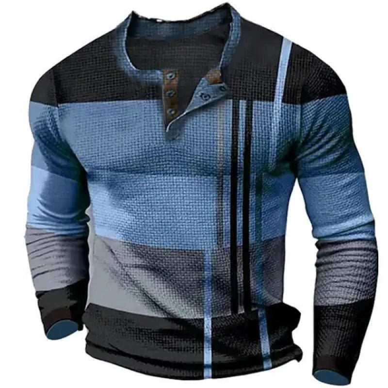 Herren Sportliches Langarmshirt mit Knopfleiste Drune