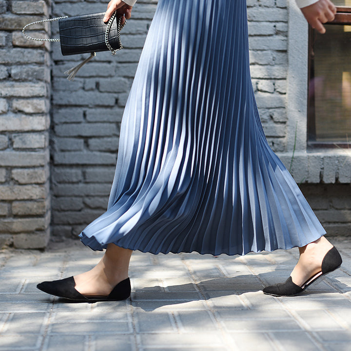 Damen Plissierter Midi-Rock mit elastischem Bund und elegantem Fall Drune