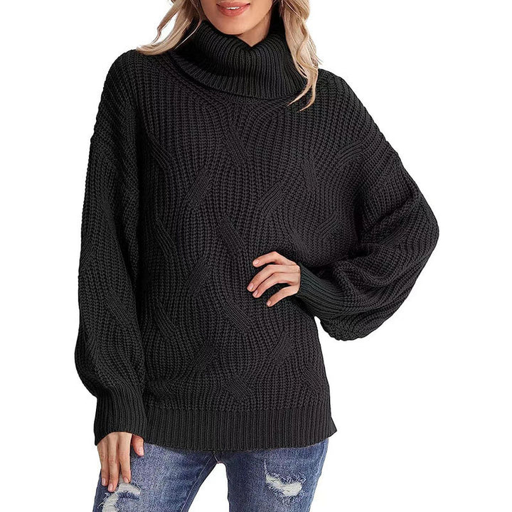 Damen Strickpullover mit hohem Kragen und strukturierter Maschenoptik Drune