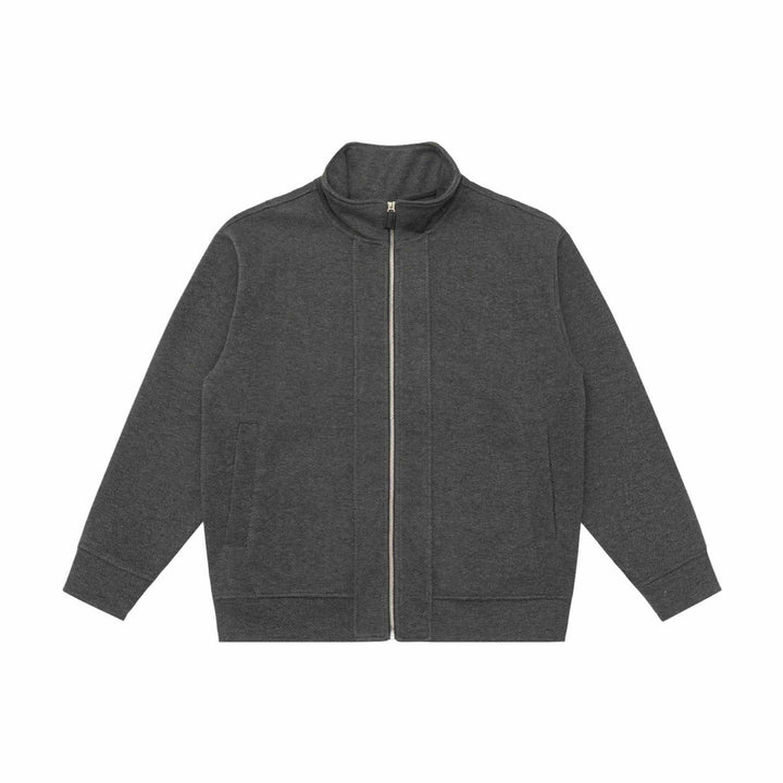 Unisex Leichte Stehkragen‑Jacke aus Fischgrät‑Struktur mit durchgehendem Reißverschluss Drune