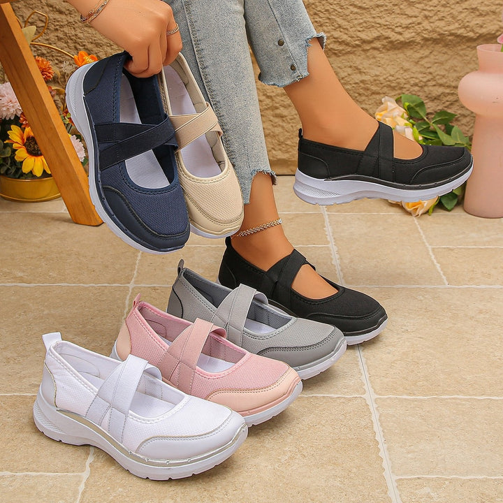 Damen Sportive Mary-Jane-Sneaker mit elastischem Kreuzriemen Drune