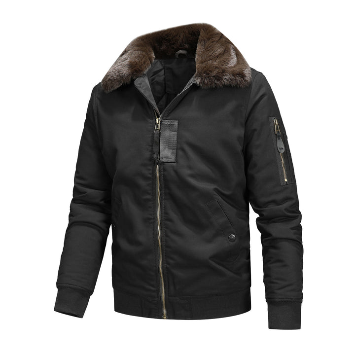 Herren Gepolsterte Bomberjacke mit Kunstfellkragen und Ärmeltasche Drune