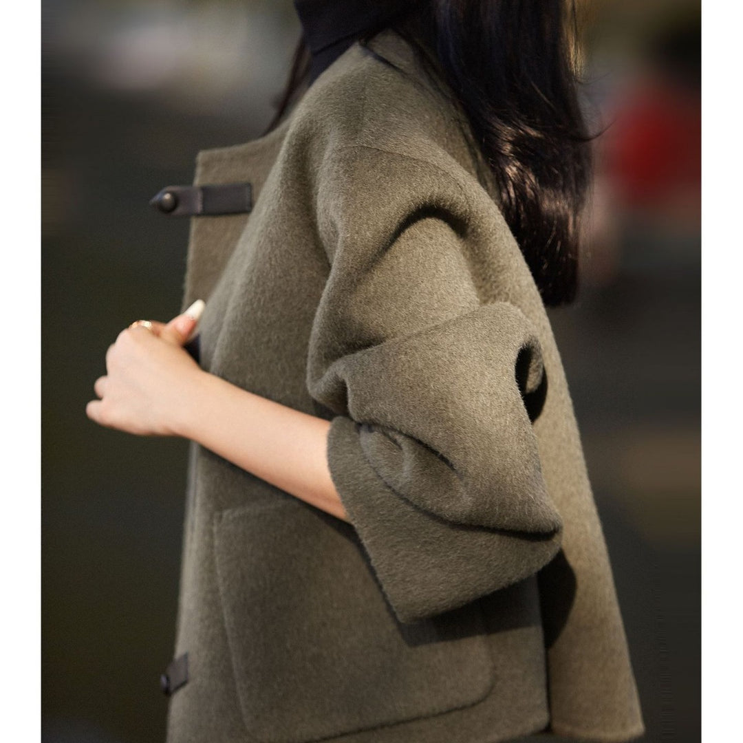 Damen Elegante Wolljacke mit Knöpfen Drune