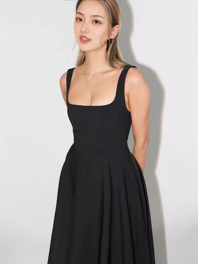 Damen Festliches Maxikleid mit elegantem Quadrat-Ausschnitt und schwingendem Rock Drune