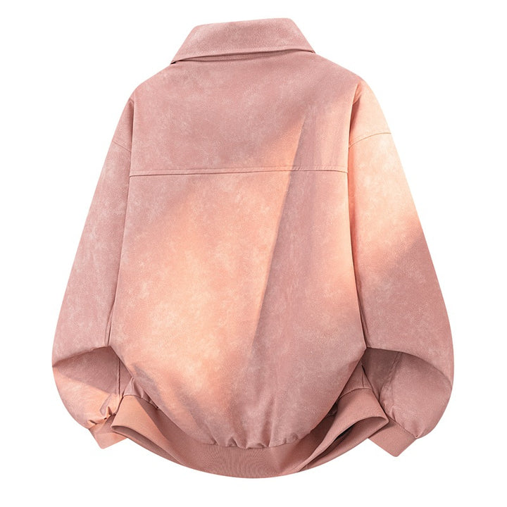 Herren Oversize Blousonjacke in Velours-Optik mit kastiger Silhouette, beidseitig öffnendem Reißverschluss & geripptem Saum Drune
