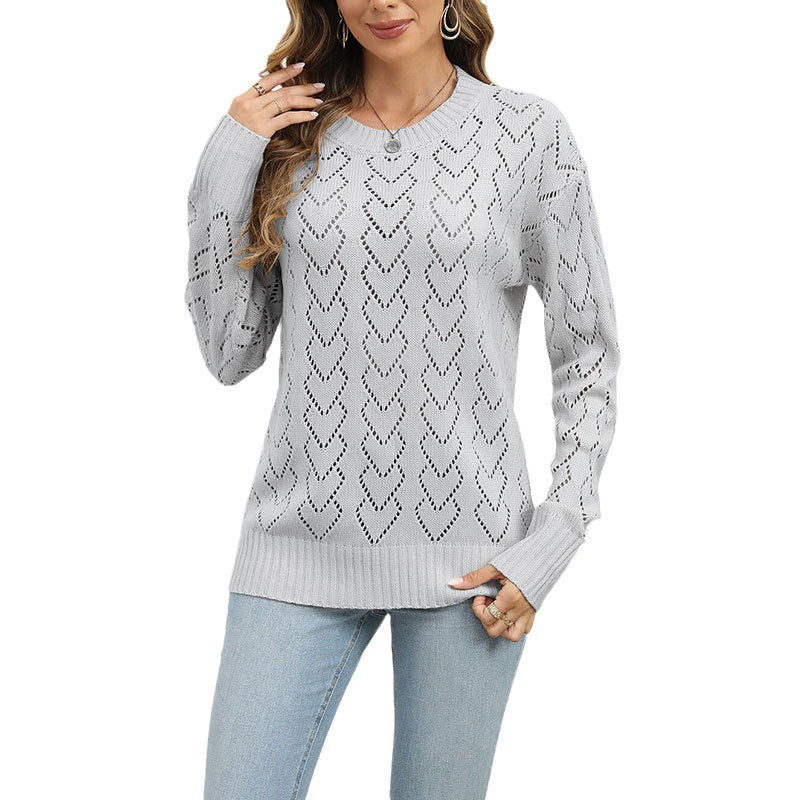 Damen Strickpullover mit zartem Herzmuster Drune