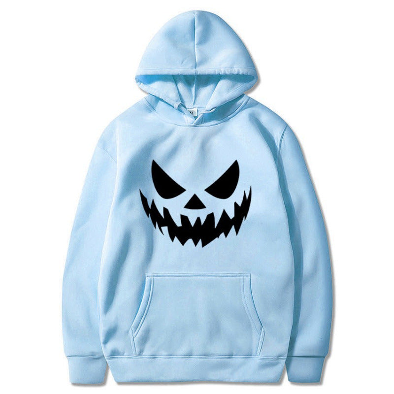 Unisex nan Kapuzenpullover mit gruseligem Kürbisgesicht-Print und Oversize Kängurutasche Drune